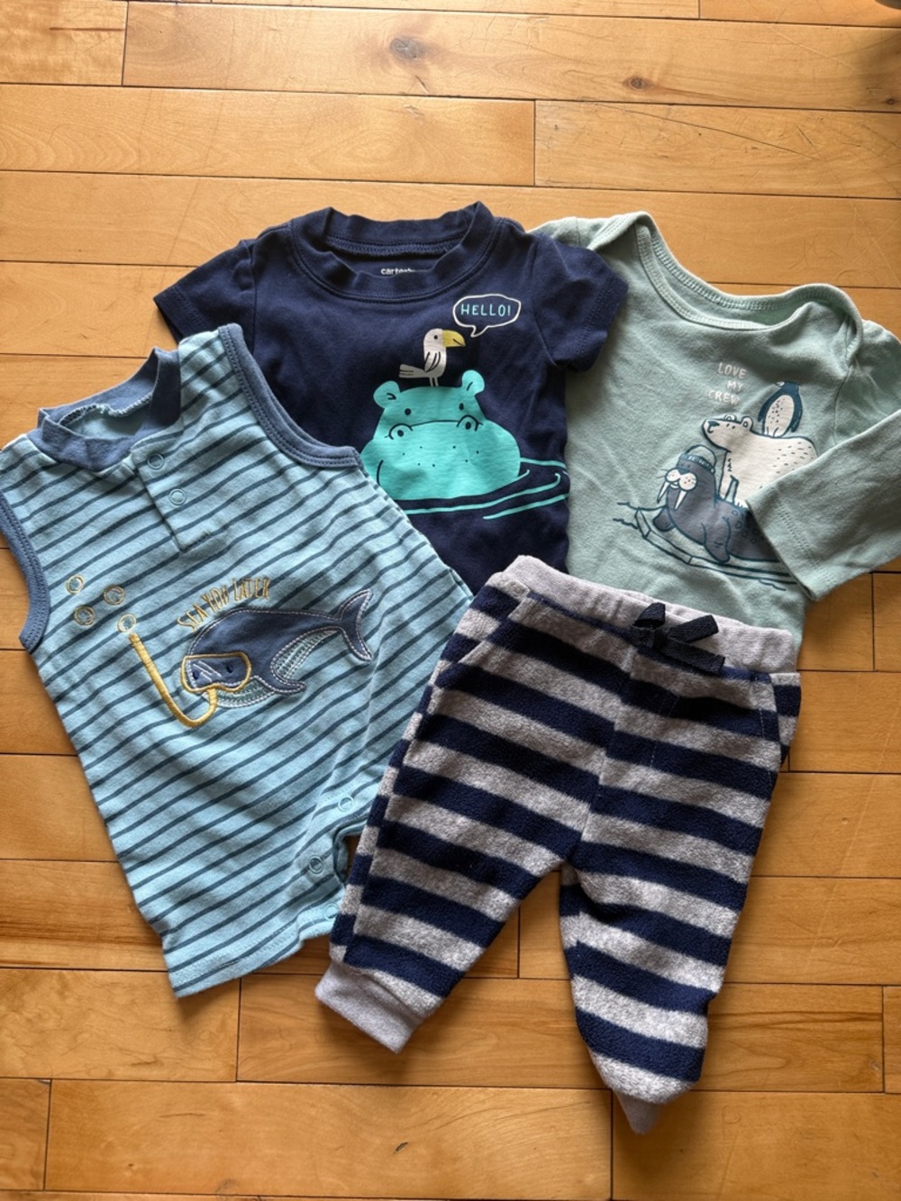 Boys Baby Blue and Navy Bundle - 4 pieces (Rene Rofe, Carters, Millie & Myles)